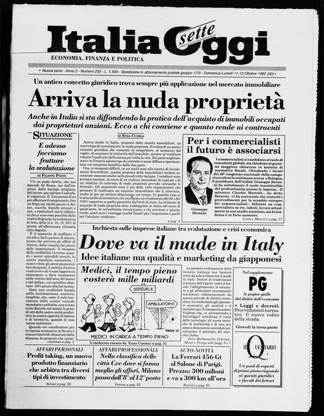 Italia oggi : quotidiano di economia finanza e politica